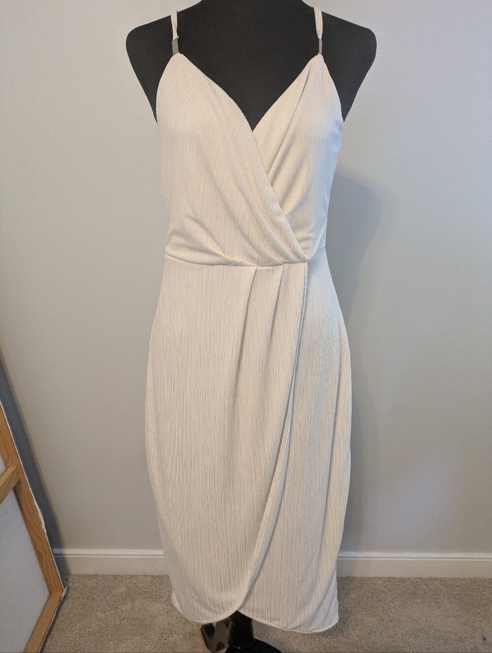 GUESS Wrap Midi Dress With Gold Threading Size 10 Like New Wedding Party